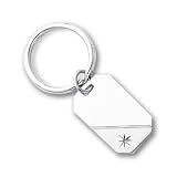 Silver-plated & Rhodium Star Cut .001ct. Diamond Key Ring