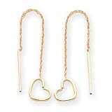 14k Gold Heart Threader Earrings