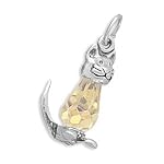 silver and swarovski cat charm