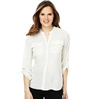 Petite Open Neck Collar Twin Flap Pockets Top