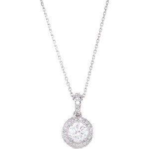 14k White Gold Diamond Entourage Necklace 18 Inch 1ct - JewelryWeb