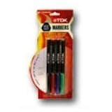 TDK CD/DVD Marker - CD/DVD labeling pen - black, blue, red, green (pack of 4 )