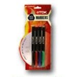 TDK CD/DVD Marker - CD/DVD labeling pen - black, blue, red, green (pack of 4 )