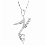 Sterling Silver Diamond Cubic Zirconia Fancy Shoe Pendant