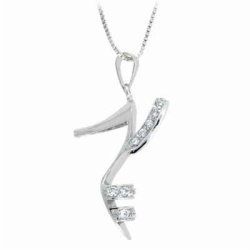 Sterling Silver Diamond Cubic Zirconia Fancy Shoe Pendant