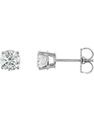 14K White Gold Stud Earrings With Backs
