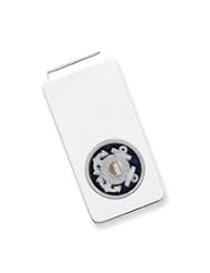 Sterling Silver U.S. Coast Guard Money Clip w/white bkgrd