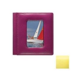 Raika #170 Handcrafted Top Grain Leather, Scrapbook Post Bound Album, with Parchment-like Sheets, and Front Cover Window, Pebble Textured Top Grain Cowhide, Color: Rodeo Yellow