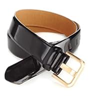 Coated Leather Patent Square Buckle Belt