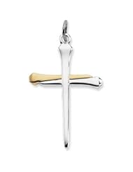 Sterling Silver & 14K Gold Two Tone Nail Cross Pendant