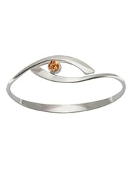 Ed Levin, Sensational Swing Bracelet, Orange Topaz, .925 Sterling Silver & 14K Gold, Sizes S - L, Expandable