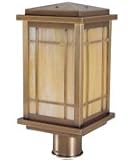 Arroyo Craftsman AVP-8-AM-BK Avenue 1 Light Outdoor Post Lamp in Satin Black with Almond Mica glass