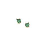 14K Yellow Gold 3 MM Emerald Children's Earring Studs
