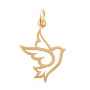 Open Design Dove Pendant or Charm in Gold Vermeil, #8142