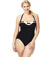 Plus Contrast Trim Ring Swimsuit