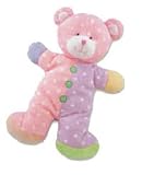 Russ Baby-Jiggles 11 Flat Bodied Bear Rattle (Pink/Lavender)