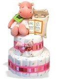 Organic Baby Andi 2-Tier Hippo Diaper Cake or Centerpiece - (3 Colors)