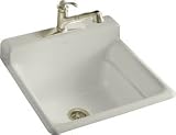 Kohler Bayview self-rimming utility sink with single-hole faucet drilling on top of backsplash Ice Grey - K-6608-1-95