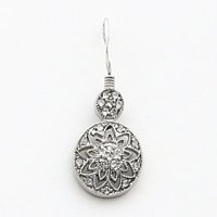 14k White Gold Rose Quartz Leaf Wire Earrings by Gold Rose Earring