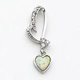 Sterling Silver Created Opal and CZ (Cubic Zirconia) Heart Earrings