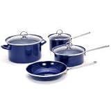 Chantal 7 Piece Enamel-on-Steel Cookware Set, Cobalt Blue Glossy