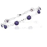 0.01 Ct Diamond & 5.36 Cts AmethystBracelet in 14K White Gold