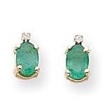 14k Diamond & Emerald Birthstone Earrings XBE172