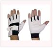 Leather Training Gloves Weight Lifting Cycling Cut Finger white S/M