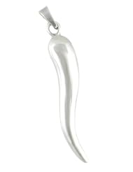 Large Stainless Steel Italian Horn Pendant Lucky Charm Corno by Private Label