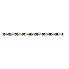 Sterling Silver Garnet and Peridot Bracelet by A Great Jewelry Co.