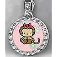 Hello Kitty Monkey Czech Crystal Charm Necklace