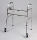 walker with wheels - This medical Bariatric walker has a dual button to fold. Weight capacity 450 pounds. This functional lightweight aluminum walker has Limited lifetime warranty on frame.