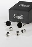 Cardi Onyx Cufflinks and Studs in Silver Setting