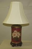 23in Magnolia Jar Lamp with Cream Linen Bell Shade