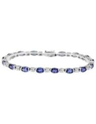 Tanzanite.com 14k White Gold Tanzanite and Diamond Bracelet 9.57 CT TW