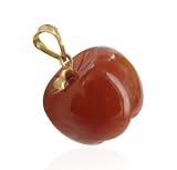 14KT Gold Dyed Coral Jade Apple Shape Pendant 14K Charm