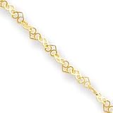 14k 2mm Fancy Heart Lite Link Anklet - 10 Inch