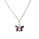 Child's Necklace Swarovski Crystal Amethyst Butterfly Sterling Silver