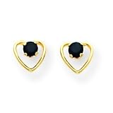 14k 3mm Sapphire BirthStone Heart Earrings