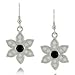 Flower Earrings Black Onyx & Clear CZ -