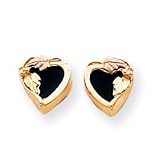 10k Black Hills Gold Onyx Heart Earrings
