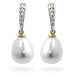 14k Gold Freshwater Pearl and Diamond Earrings (7 mm)