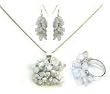 Jewelry Set Earring and Pendant with Ring in Silver With Rainbow Gemstones 52 gms. (pr309)