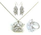 Sterling Silver Set Earring and Pendant With Rainbow Gemstones 52 gms. (pr309)