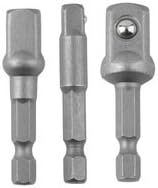Socket Adapter for Professional Impact Drill Drivers and Regular Drills, 3 Socket Adapter Sizes: 1/4", 3/8", 1/2" each with 1/4" hex shank by ContractorsGrade®