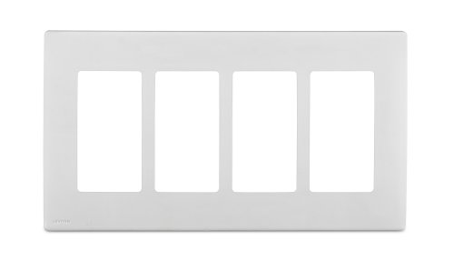 Leviton Renu REWP4-WW Four-Gang Screwless Snap-On Wallplate, White on White