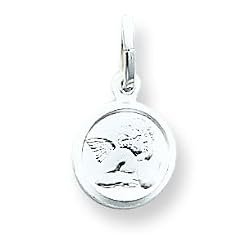 Sterling Silver Angel in Circle Charm with 20 inch Sterling Silver Chain