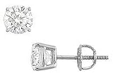 14K White Gold : Round Cubic Zirconia Stud Earrings - 2.00 CT. TGW.