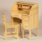 JR Roll-Top Desk and Chair Set (Light Oak finish)