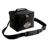 Harley Davidson Lunch Tote with Bar & Shield Logo--LIMITED EDITION. Nylon lunch tote. Insulated. Outside zippered pocket. Carrying handle and comfortable shoulder strap. Customized zipper pulls. Bar & Shield logo on front. Measures 10 x 5 x 6. 96939-08VW